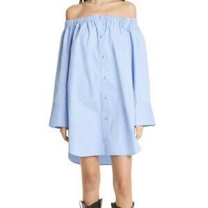Stine Goya Amanuel Off Shoulder Long Sleeve Organic Cotton Shirt Dress